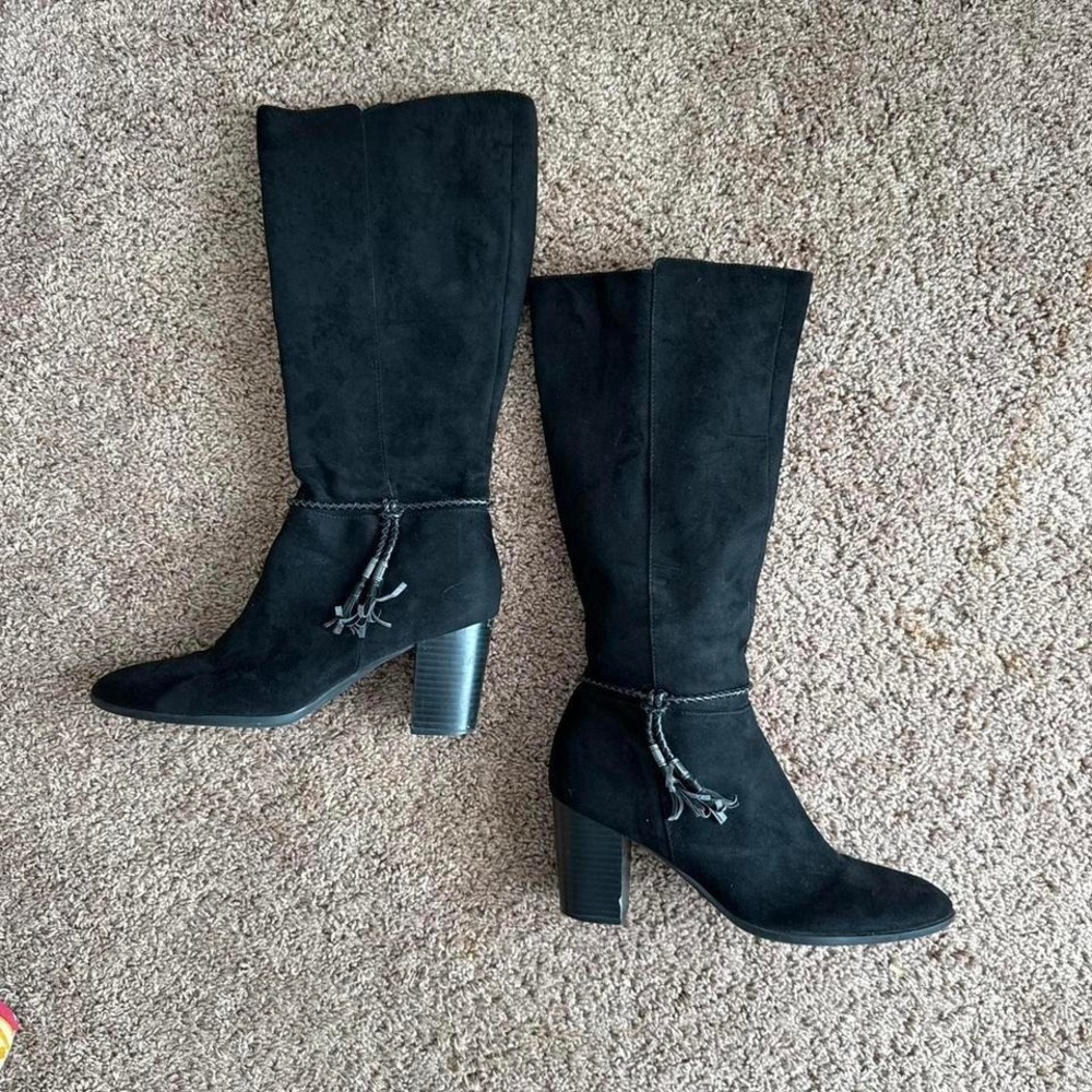 Black Faux Suede‎ Boot Knee High Size 10 - Picture 6 of 7